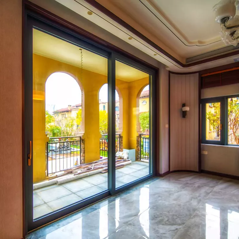 Porte coulissante de balcon à protection thermique isolée en aluminium